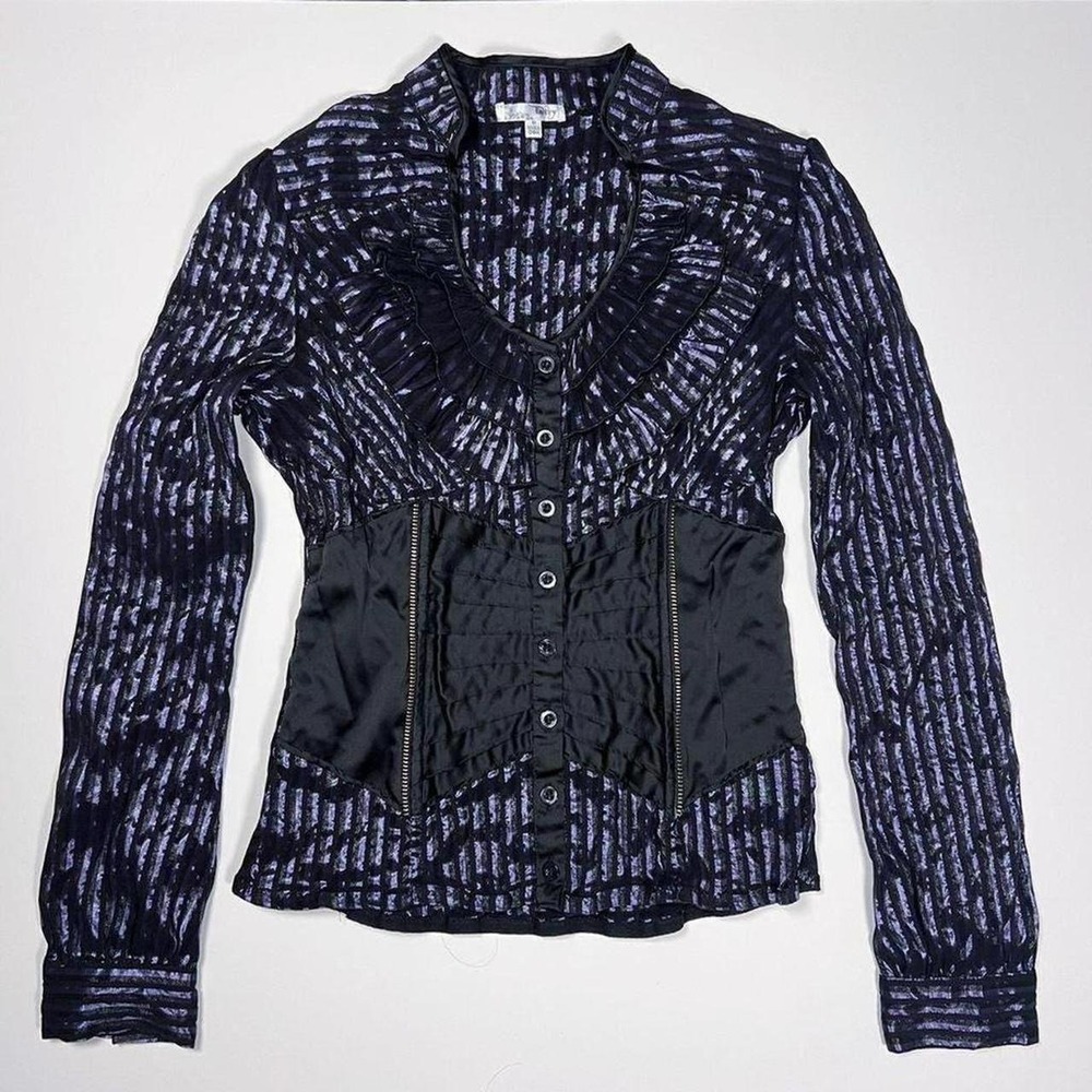 Vintage Entry Purple and Black Striped Button Up Shirt